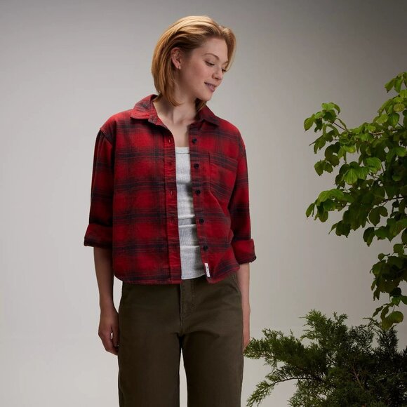 NEW Alpine Design Women's Flannel, Small, Red Bison Plaid - Picture 2 of 2